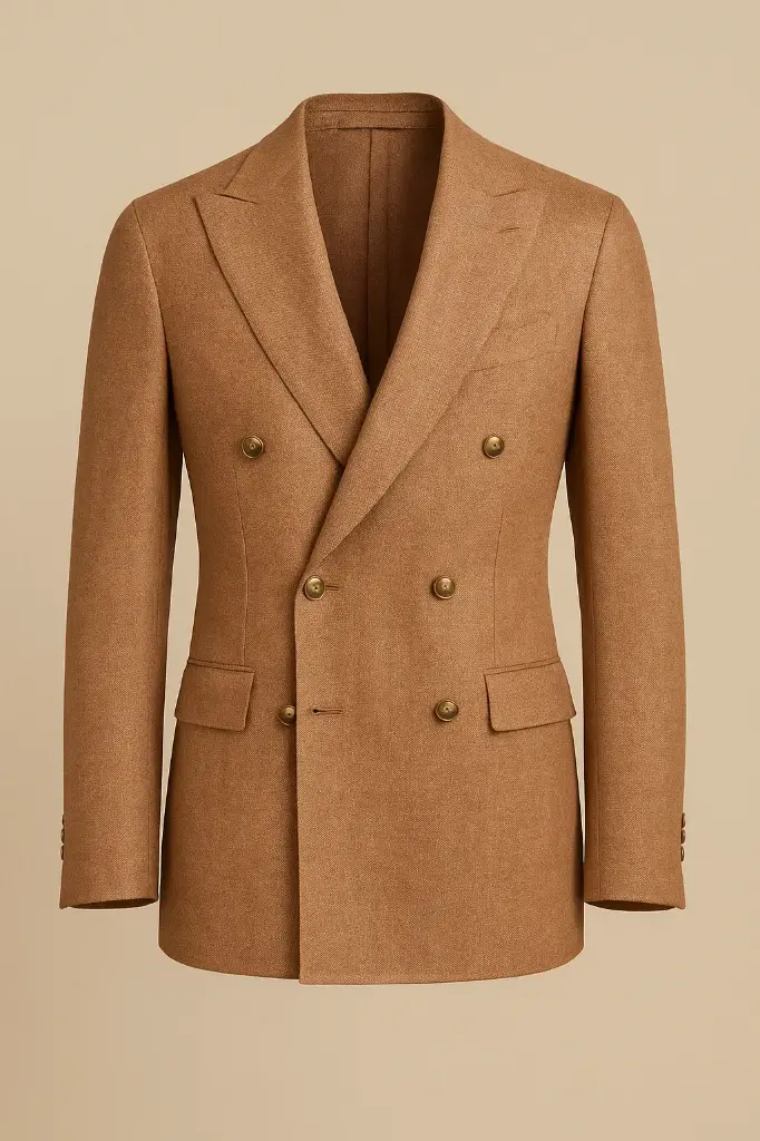 Cognac Double-Breasted Blazer