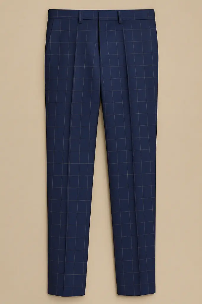 Navy Grid Tailored Trousers