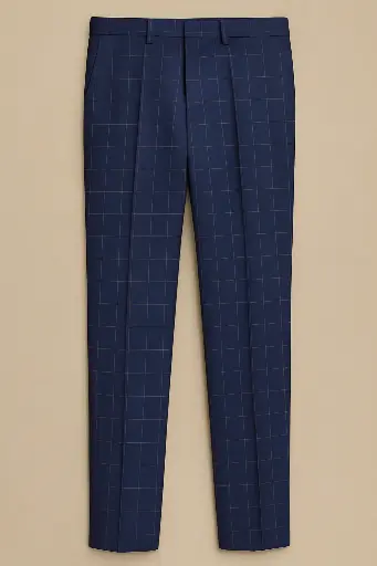 Navy Grid Tailored Trousers